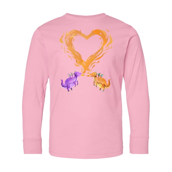 Inktastic Fire Heart Dragons Long Sleeve Youth T-Shirt
