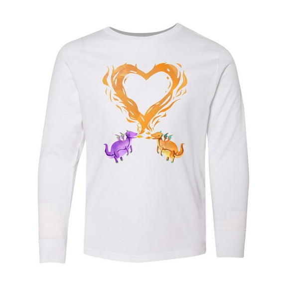 Inktastic Fire Heart Dragons Long Sleeve Youth T-Shirt