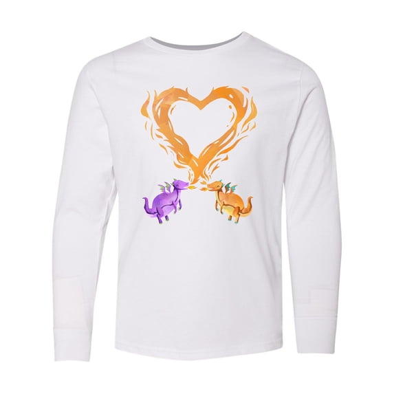 Inktastic Fire Heart Dragons Long Sleeve Youth T-Shirt