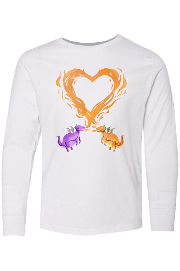 Fire Heart Dragons Long Sleeve Youth T-Shirt