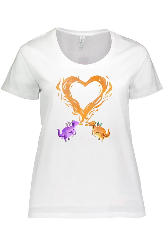 Fire Heart Dragons Women's Plus Size T-Shirt