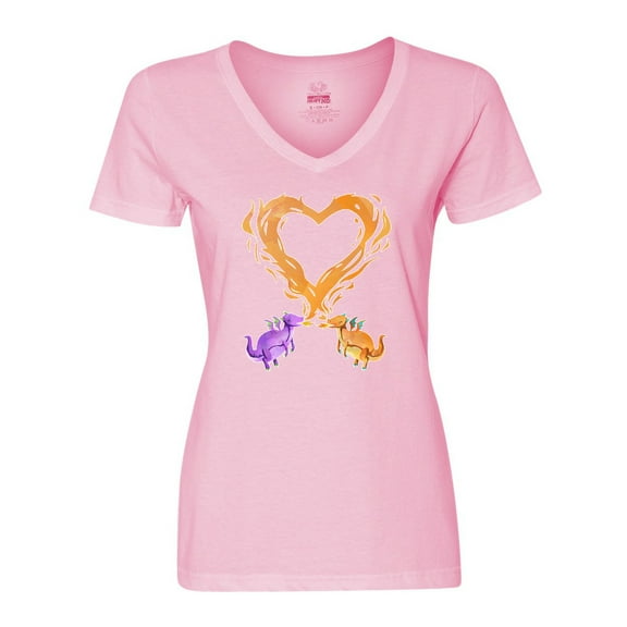 Inktastic Fire Heart Dragons Women's V-Neck T-Shirt