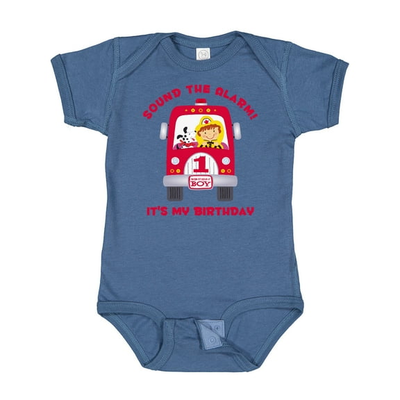 Inktastic Fire Truck 1st Birthday Boy Boys Baby Bodysuit