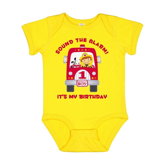 Inktastic Fire Truck 1st Birthday Boy Boys Baby Bodysuit