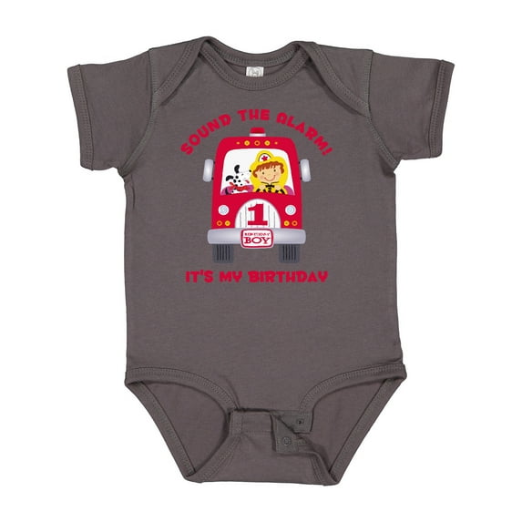 Inktastic Fire Truck 1st Birthday Boy Boys Baby Bodysuit