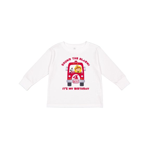 Inktastic Fire Truck 4th Birthday Boy Boys Long Sleeve Toddler T-Shirt