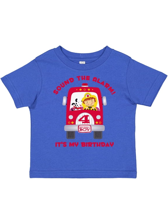 Fire Truck 4th Birthday Boy Boys Toddler T-Shirt