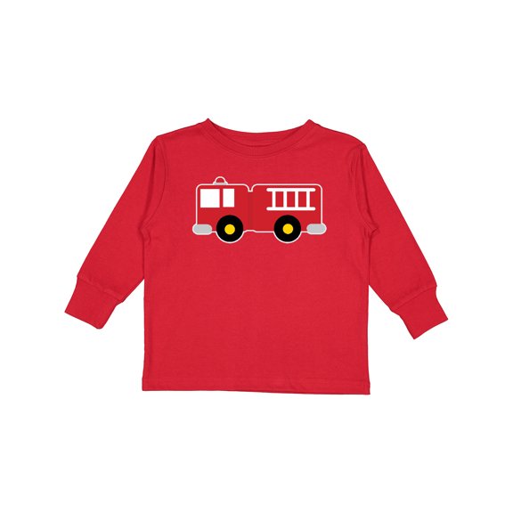 Inktastic Fire Truck Childs Fireman Boys or Girls Long Sleeve Toddler T-Shirt