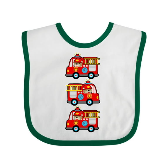 Inktastic Fire Truck Firefighter Bear Boys or Girls Baby Bib