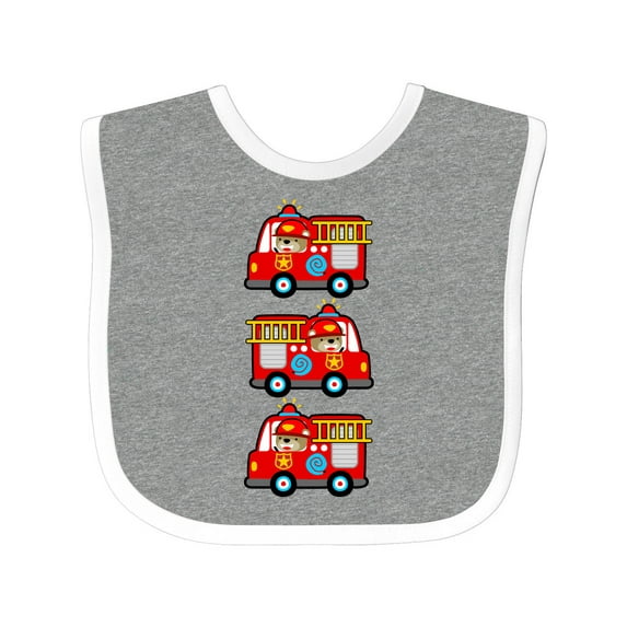 Inktastic Fire Truck Firefighter Bear Boys or Girls Baby Bib