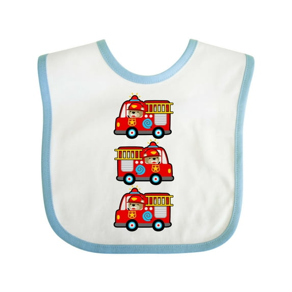 Inktastic Fire Truck Firefighter Bear Boys or Girls Baby Bib