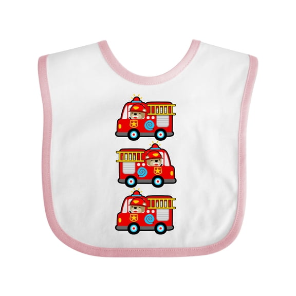 Inktastic Fire Truck Firefighter Bear Boys or Girls Baby Bib