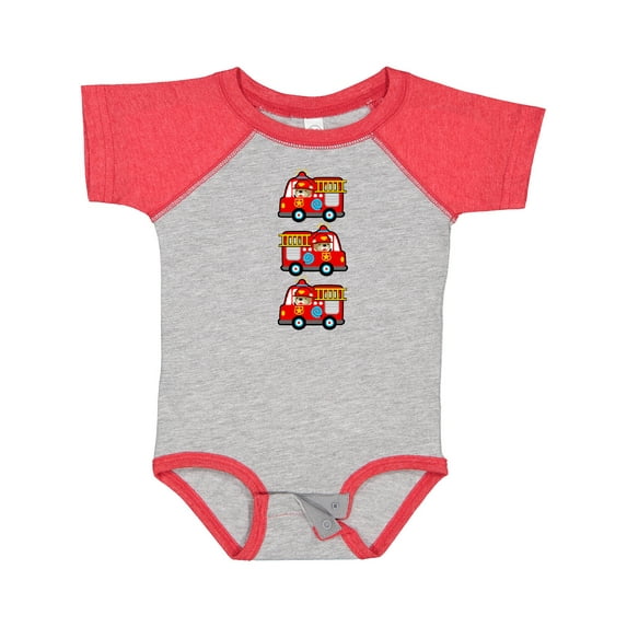 Inktastic Fire Truck Firefighter Bear Boys or Girls Baby Bodysuit