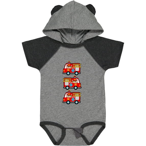 Inktastic Fire Truck Firefighter Bear Boys or Girls Baby Bodysuit