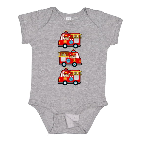 Inktastic Fire Truck Firefighter Bear Boys or Girls Baby Bodysuit