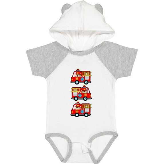 Inktastic Fire Truck Firefighter Bear Boys or Girls Baby Bodysuit
