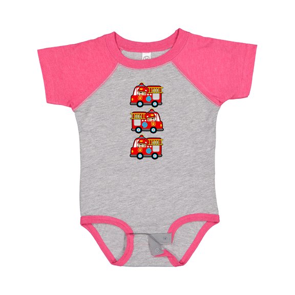 Inktastic Fire Truck Firefighter Bear Boys or Girls Baby Bodysuit