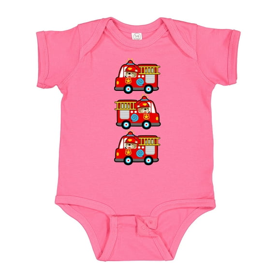 Inktastic Fire Truck Firefighter Bear Boys or Girls Baby Bodysuit