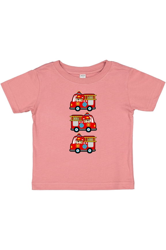 Fire Truck Firefighter Bear Boys or Girls Baby T-Shirt