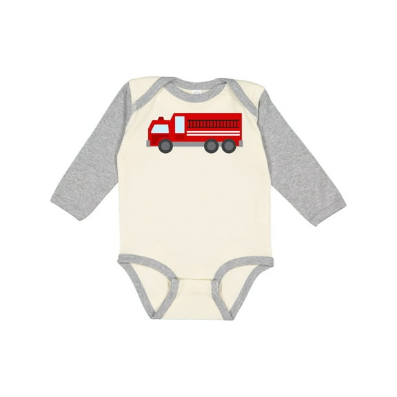 Inktastic Fire Truck (Red) Boys or Girls Long Sleeve Baby Bodysuit