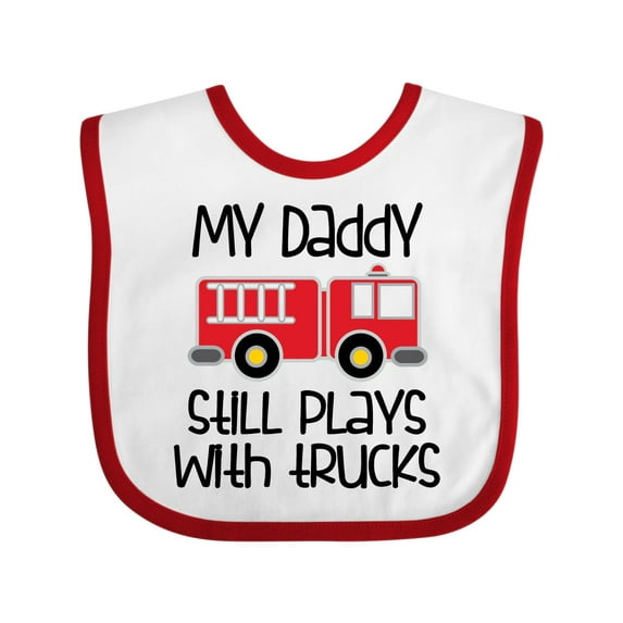 Inktastic Firefighter Daddy Plays with Trucks Boys or Girls Baby Bib