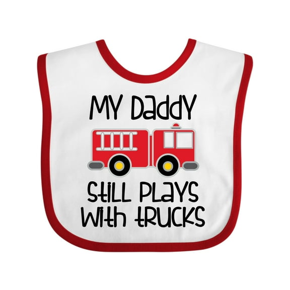 Inktastic Firefighter Daddy Plays with Trucks Boys or Girls Baby Bib