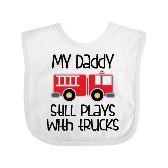 Inktastic Firefighter Daddy Plays with Trucks Boys or Girls Baby Bib