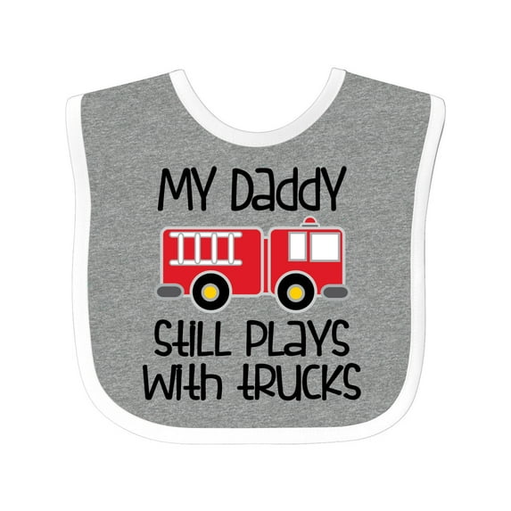 Inktastic Firefighter Daddy Plays with Trucks Boys or Girls Baby Bib