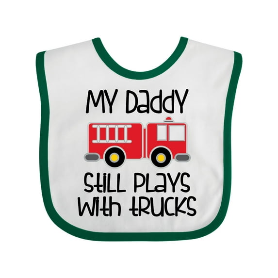 Inktastic Firefighter Daddy Plays with Trucks Boys or Girls Baby Bib
