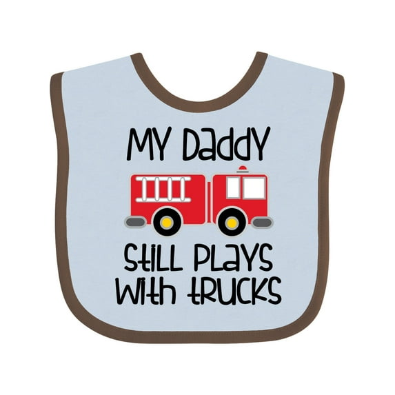 Inktastic Firefighter Daddy Plays with Trucks Boys or Girls Baby Bib
