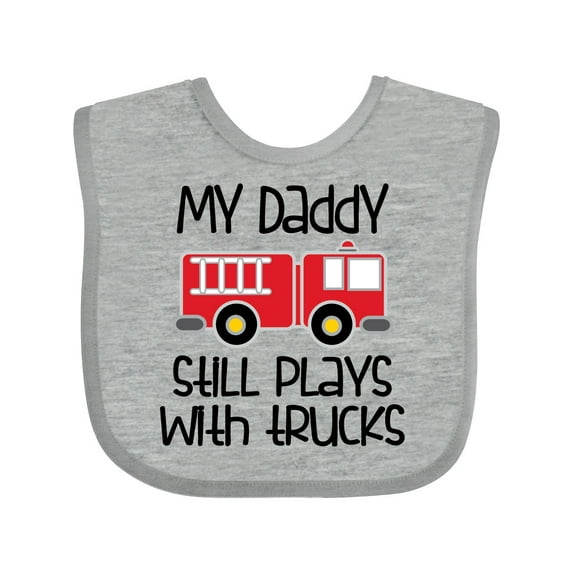 Inktastic Firefighter Daddy Plays with Trucks Boys or Girls Baby Bib