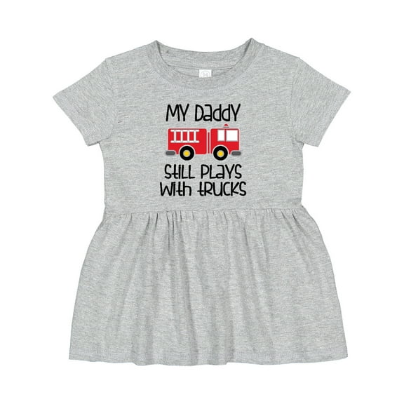 Inktastic Firefighter Daddy Plays with Trucks Girls Baby Dress