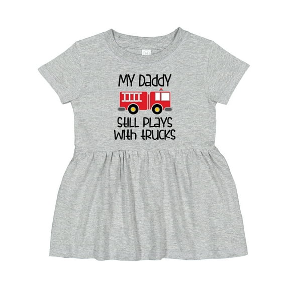 Inktastic Firefighter Daddy Plays with Trucks Girls Baby Dress