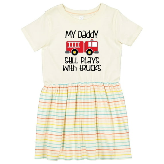 Inktastic Firefighter Daddy Plays with Trucks Girls Toddler Dress