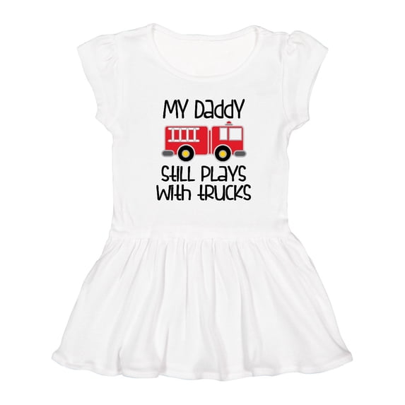 Inktastic Firefighter Daddy Plays with Trucks Girls Toddler Dress