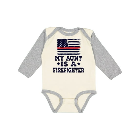 Inktastic Firefighter Flag Aunt Boys or Girls Long Sleeve Baby Bodysuit