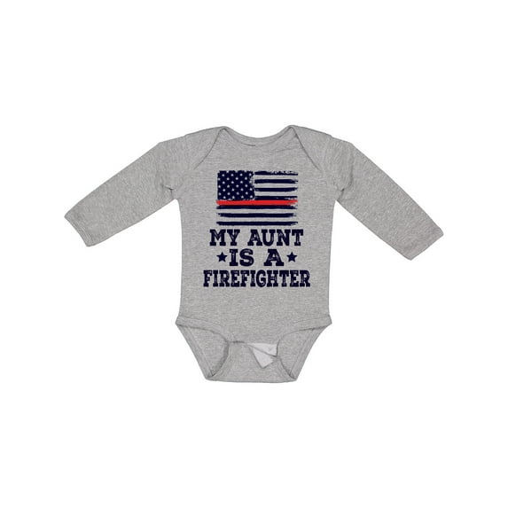 Inktastic Firefighter Flag Aunt Boys or Girls Long Sleeve Baby Bodysuit