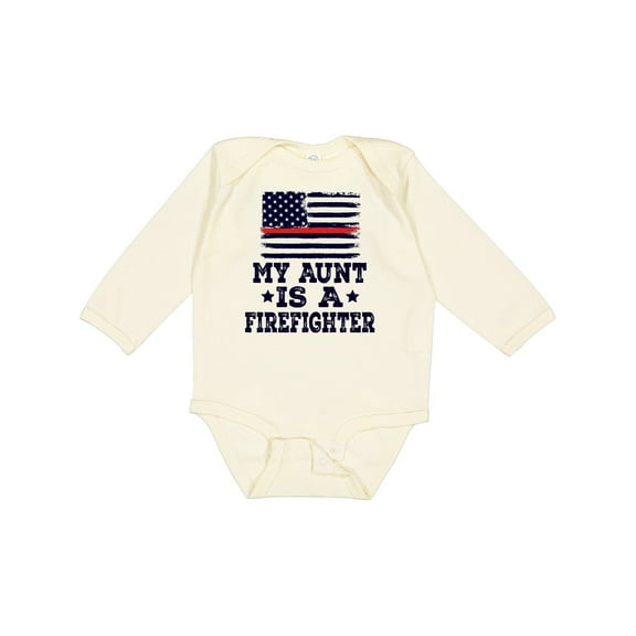 Inktastic Firefighter Flag Aunt Boys or Girls Long Sleeve Baby Bodysuit