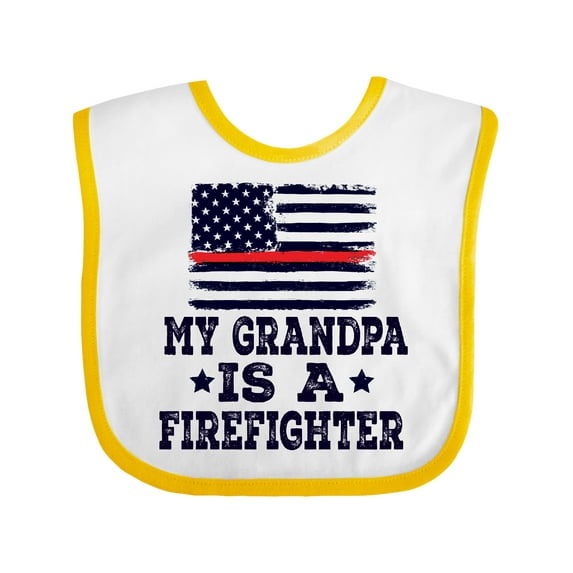Inktastic Firefighter Grandpa Fireman Flag Boys or Girls Baby Bib