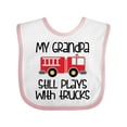 thumbnail image 1 of Inktastic Firefighter Grandpa Plays with Trucks Boys or Girls Baby Bib, 1 of 4