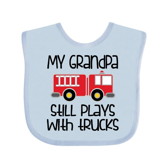 Inktastic Firefighter Grandpa Plays with Trucks Boys or Girls Baby Bib