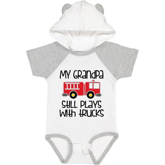 Inktastic Firefighter Grandpa Plays with Trucks Boys or Girls Baby Bodysuit