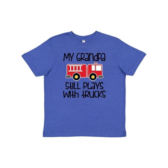 Inktastic Firefighter Grandpa Plays with Trucks Youth T-Shirt