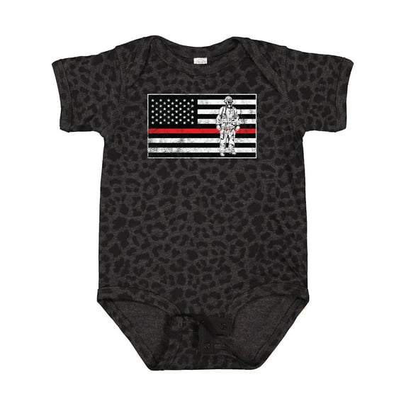 Inktastic Firefighter Red Line Flag Fireman Boys or Girls Baby Bodysuit