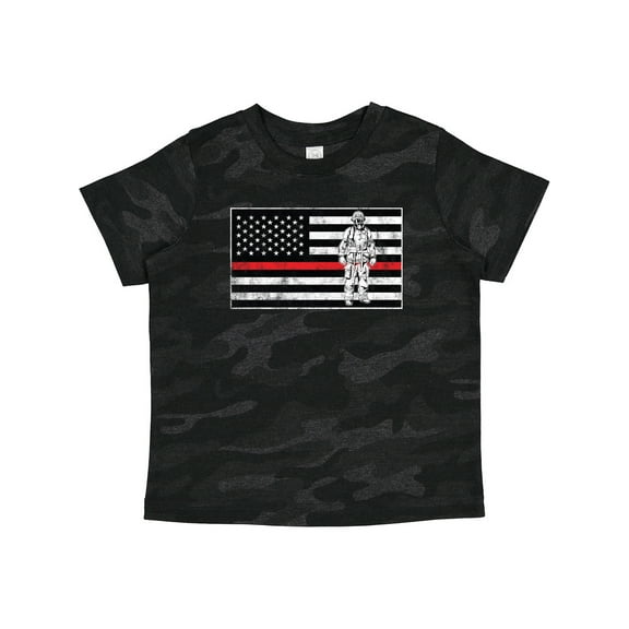 Inktastic Firefighter Red Line Flag Fireman Boys or Girls Toddler T-Shirt