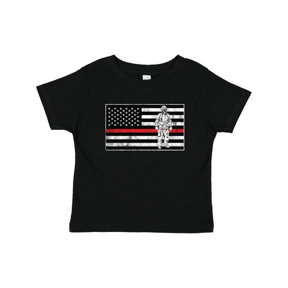 Inktastic Firefighter Red Line Flag Fireman Boys or Girls Toddler T-Shirt