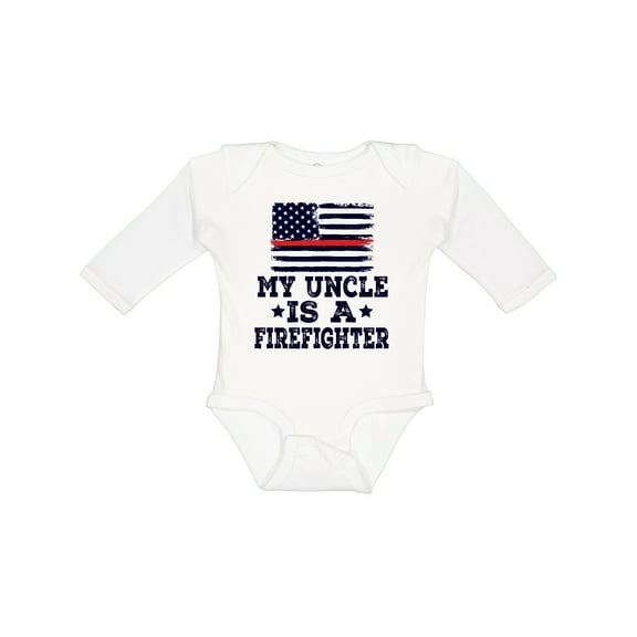 Inktastic Firefighter Uncle Fireman Nephew Boys or Girls Long Sleeve Baby Bodysuit