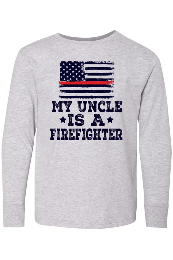 Firefighter Uncle Fireman Nephew Long Sleeve Youth T-Shirt