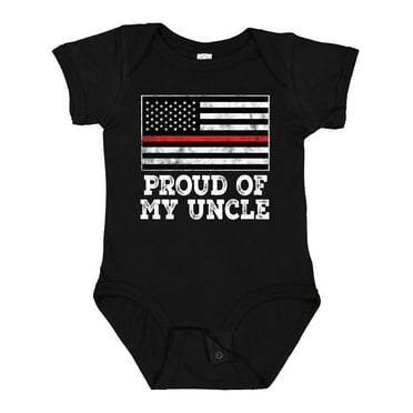 Inktastic Firefighter Uncle Red LineFlag Boys or Girls Baby Bodysuit