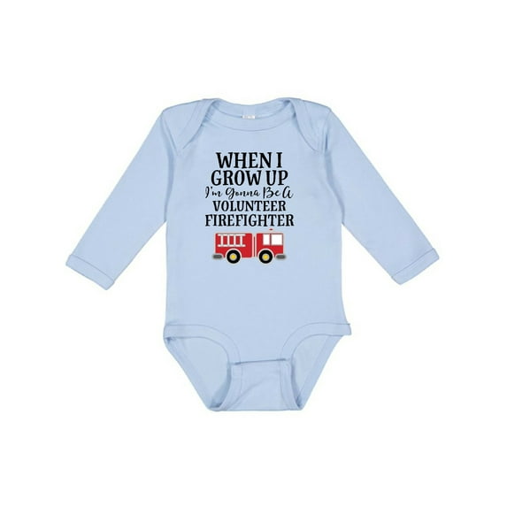 Inktastic Firefighter Volunteer Fireman Boys Long Sleeve Baby Bodysuit